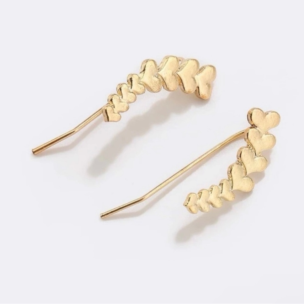 3 for $35 🌟Gold heart earclimber earrings🌟🌟 - Picture 2 of 4